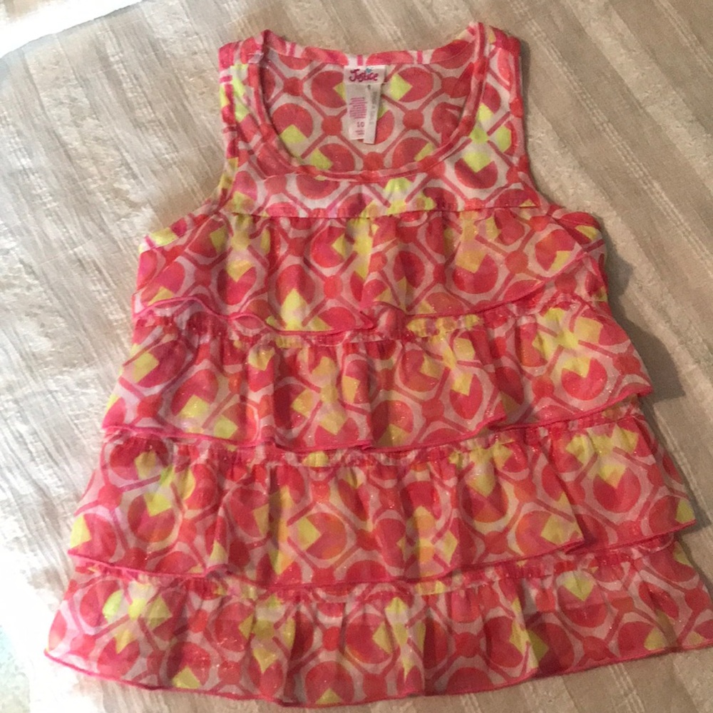Girls Justice Pink/Yellow Patterned Top